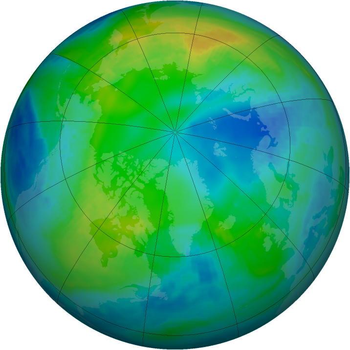 Arctic ozone map for 02 November 1989
